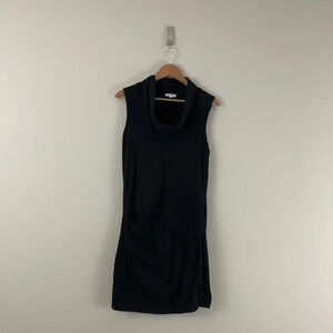 Standard James Perse Cowl Neck Ruched Side Midi Dress in Black Size 4 (XL)